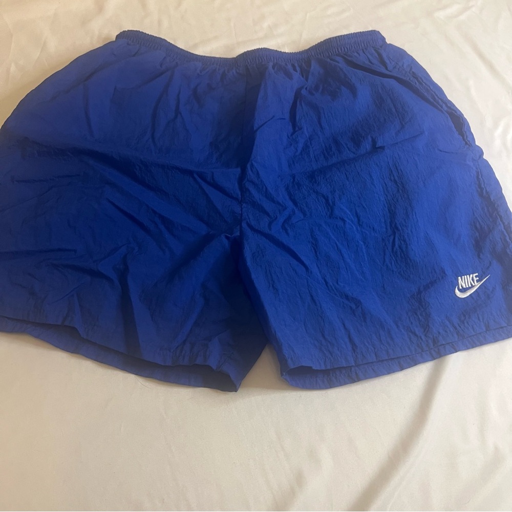 Vintage 90s Nike Men's Blue Nylon Swim Trunks Shorts Streetwear Size Medium
